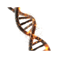 Fiery DNA Strand Genetic Code Disintegration Abstract