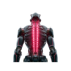 Futuristic Cyborg Back View with Glowing Red Spine - Sci-Fi Robot