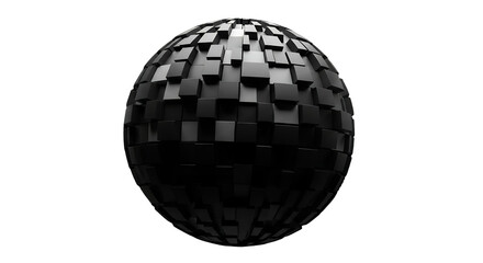 Abstract Geometric Sphere with Textured Surface on Black Background Modern Design Element