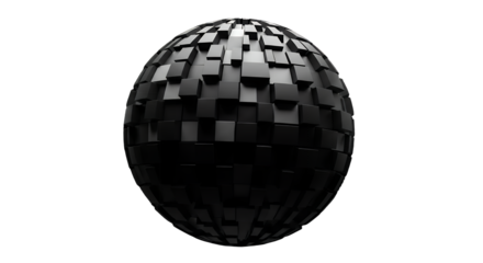Abstract Geometric Sphere with Textured Surface on Black Background Modern Design Element