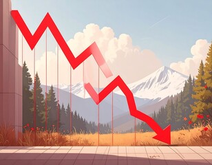 Declining market graph in nature