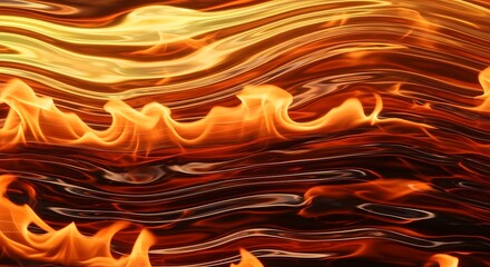 Abstract fiery background with swirling orange and red molten patterns, resembling liquid flames or lava texture.