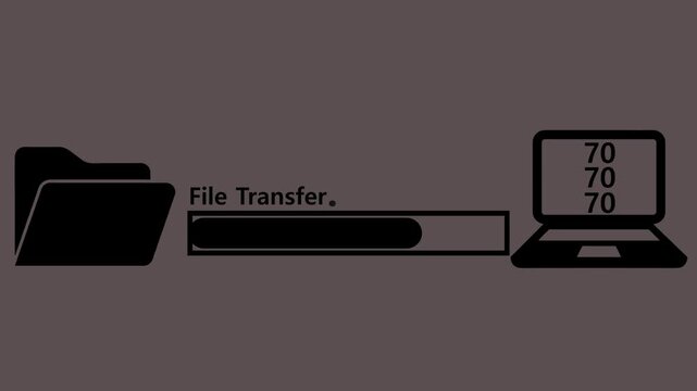 File Transformation Concept Digital Format Conversion and Data Processing Animation File moving from folder to laptop footage,  File Syncing Animation &ndash; Technology Concept.