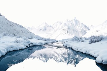 Obraz premium Snow-dusted mountains landscape snow scenery nature.
