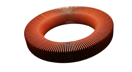 Abstract Orange Toroid Shape Isolated on Black Background Modern Technology and Innovation Concept