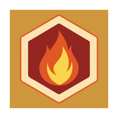 Orange flame hexagon