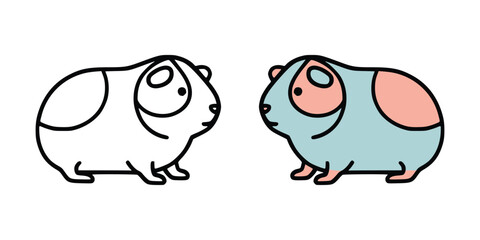 Cute Guinea Pig Coloring Page: Printable Line Art