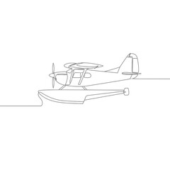 Gray Scale Line Drawing of a Seaplane