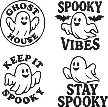 Spooky Ghost Stickers and Badges