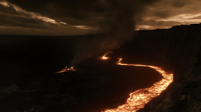 Lava Flow Meets the Ocean: A Dramatic Natural Phenomenon