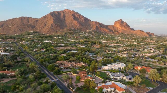 Scottsdale, Arizona - Camelback Mountain Sunrise Drone Timelapse
