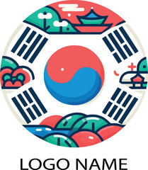 South korea logo icon vector white background .