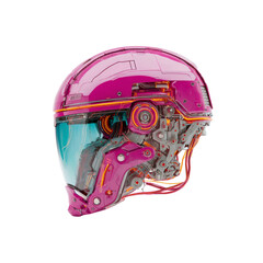 Futuristic Pink Cyborg Helmet Side Profile View