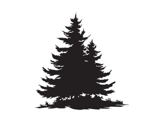 Evergreen tree silhouette vector design with natural artistic detail