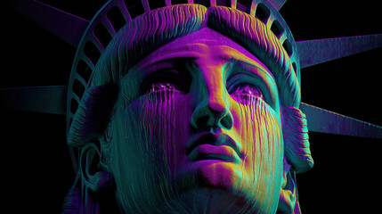 Vibrant Neon Interpretation of the Iconic Statue of Liberty &ndash; A Bold Artistic Expression of Freedom and Culture