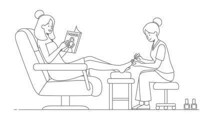 Woman relaxes in a comfortable chair while receiving a professional pedicure service at a salon