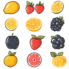 Assortment of colorful fresh fruits for health and diet illustration
