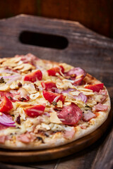 Cup of coffee on rustic wooden background. Soft focus. Copy space	