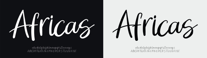 Africas Script Elegant Signature Typeface. Lettering signature font isolated on background. brush style alphabet. Vector logo letters.
