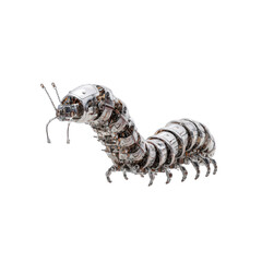 Chrome Robotic Centipede Futuristic Biomechanical Insect Design