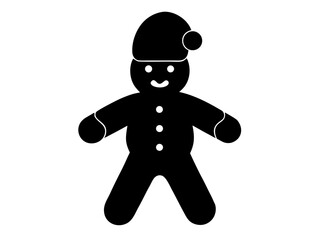 Gingerbread Man with Santa hat  black silhouette vector