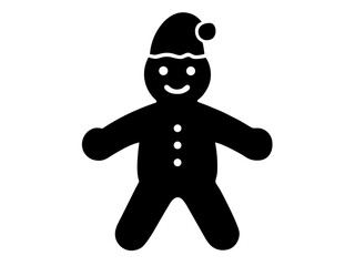 Gingerbread Man with Santa hat  black silhouette vector