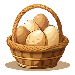 wooden egg in basket