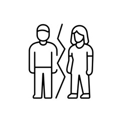 Divorce and Relationship Separation Icon Representing Couple Conflict and Broken Partnership Dynamics and Resolution