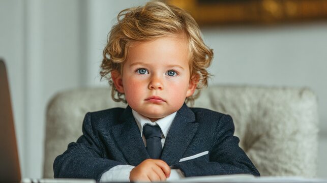 Stylish child in formal business attire