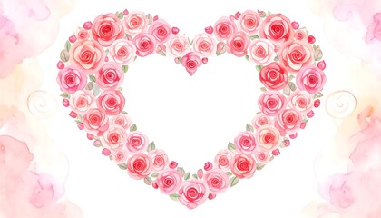 Heart-shaped rose floral frame