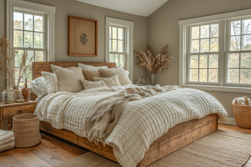 Unmade bed next to a window in a bedroom.