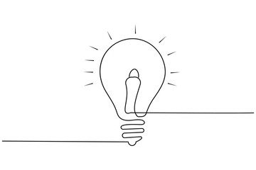 Abstract light bulb single line art illustration on white background, perfect for modern design concepts
