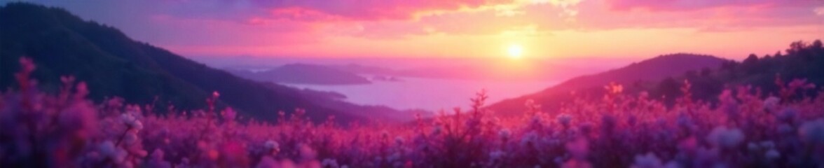 Obraz premium Soft, diffused light of twilight hour, blurring the landscape into an ethereal dream Perfect for backgrounds, dreamy themes, or atmospheric visuals , evening, pastel, horizon