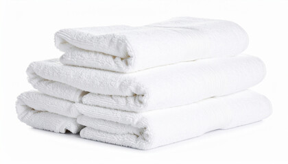 White spa towels, closeup, white backdrop AI