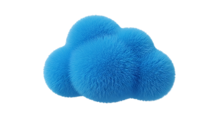 Fluffy Blue Cloud Isolated on Black Background Soft Texture Dreamy Weather Icon Stock Photo