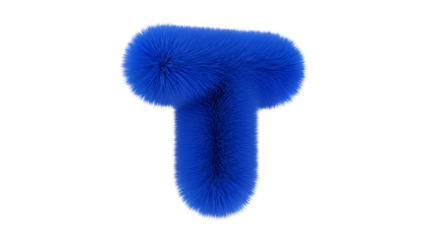 Fuzzy Blue Letter T Graphic Design Element Isolated on Black Background for Marketing Use