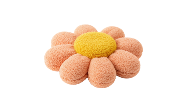 Fuzzy Peach Daisy Flower Patch Applique for Sewing Crafts and Textile Design Projects