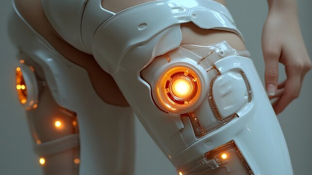 Medical knee and hip joint prostheses close-up, orthopedic replacement implants, titanium biocompatible surgical devices, joint repair instruments