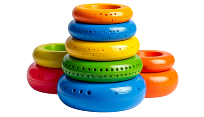 Stack of Colorful Plastic Caps PNG, Assorted Round Bottle Lids in Bright Colors, Transparent Background, Recyclable Material Illustration, Packaging and Craft Design