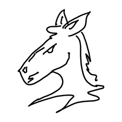 Horse head doodle with hand-drawn sketch style for creative illustration projects