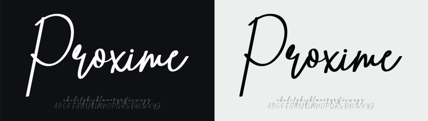 Proxime Signature Font Uppercase Lowercase And Number. Script Font Calligraphy Logotype  elegant Font Type Font lettering handwritten. vector illustration  
