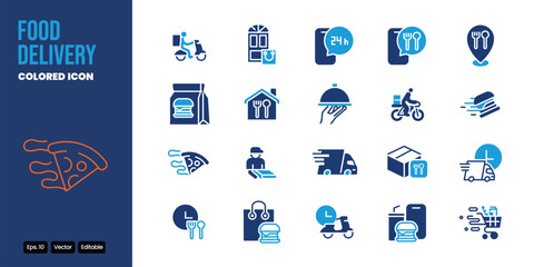food delivery colored icon set vector design good for web and mobile app