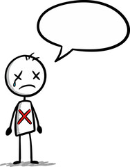 Sad Stick Figure with Empty Speech Bubble