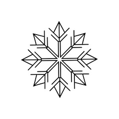 Simple minimalist snowflake line art vector illustration for modern seasonal and branding use,