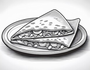 outline artwork of a quesadillas in black color