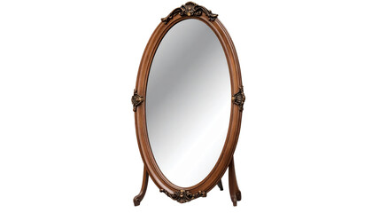 Standing Mirror PNG, Full-Length Mirror with Frame and Stand, Transparent Background, Home Furniture Illustration, Bedroom and Dressing Room Design