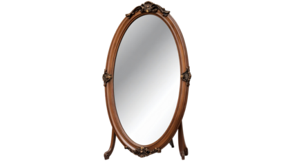 Standing Mirror PNG, Full-Length Mirror with Frame and Stand, Transparent Background, Home Furniture Illustration, Bedroom and Dressing Room Design