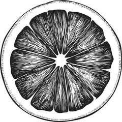 Obraz premium Detailed black and white illustration of a sliced orange sketch. Vector illustration