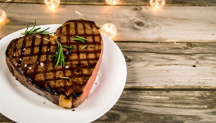 Heart-shaped steak on a plate