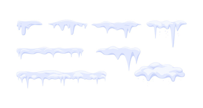 Winter icicles and snowcaps collection featuring various shapes